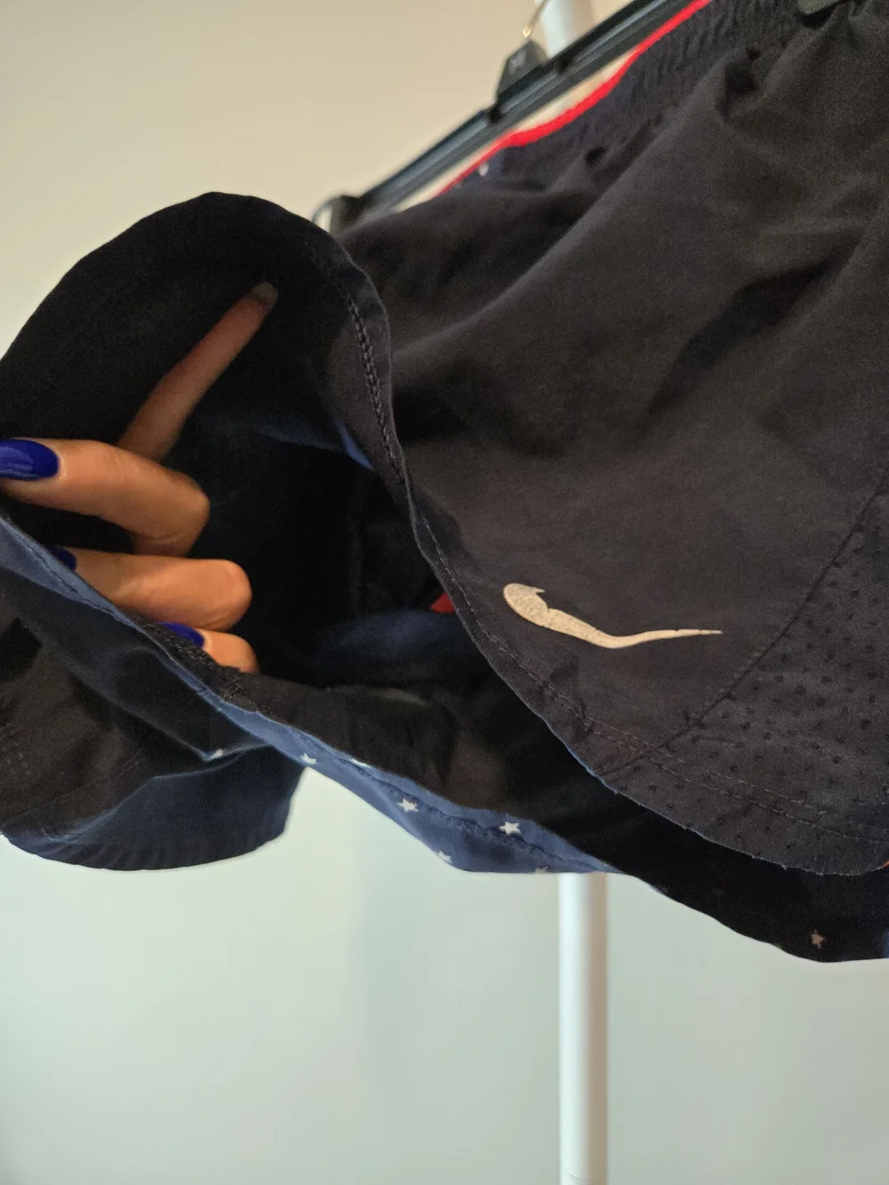 Nike Americana Navy Star Print Running Shorts with Red Trim